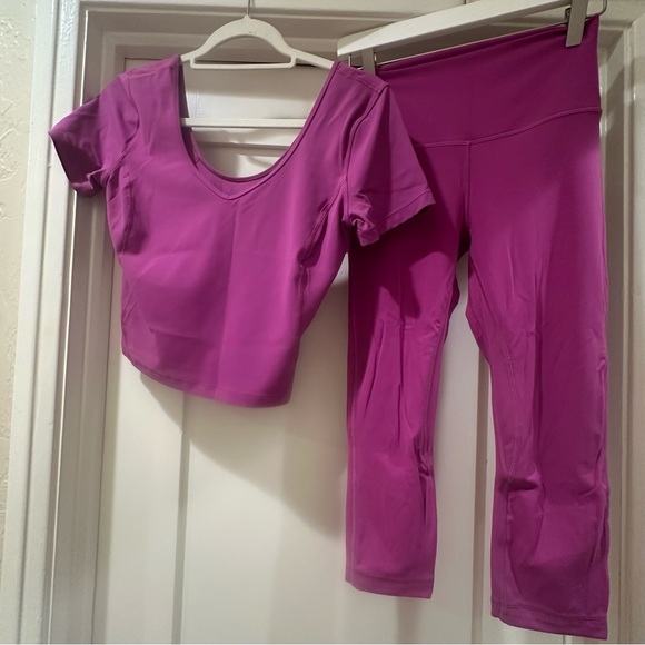 lululemon athletica Pants - Lululemon Vivid Plum Set - Align Tee and 21” Align Leggings Size 6